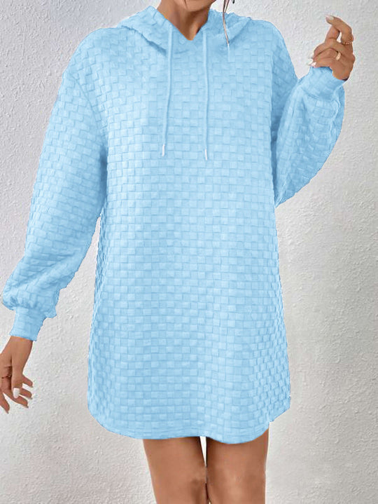 Damen Kapuzenpulloverkleid mit trendy Struktur EB