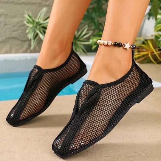 Damen atmungsaktive Mesh-Ballerinas mit funkelndem Akzent EB