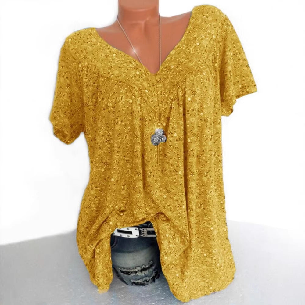 Damen lässige Bluse mit floralen Motiven und luftigen Ärmeln EB