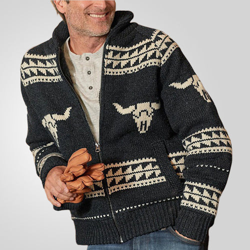 Herren Strickjacke mit einzigartigem Muster und praktischen Taschen EB