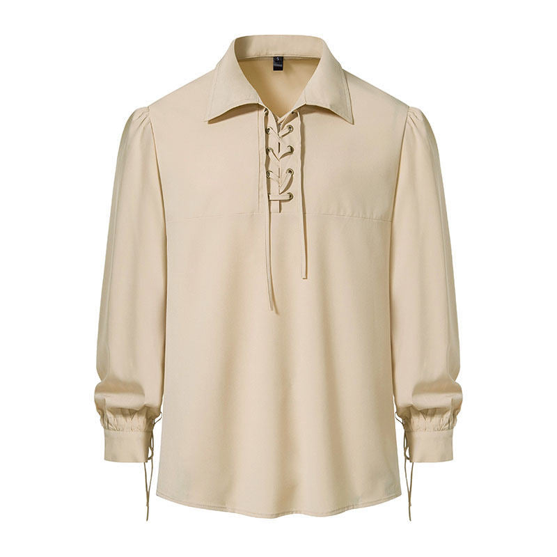 Damen Bluse mit modernem Schnürdesign und lässigen Puffärmeln EB