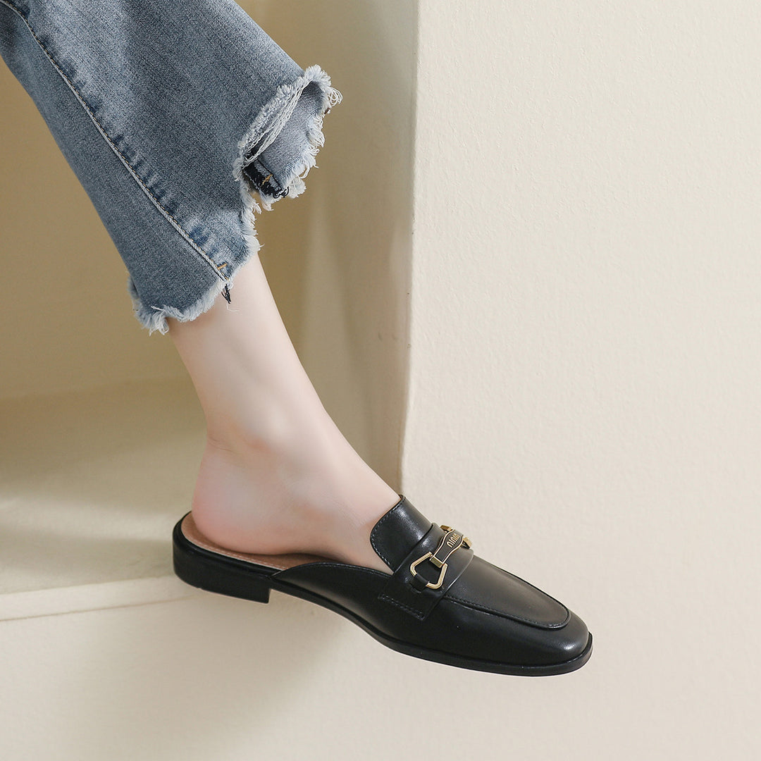 Damen Mokassin-Mules mit elegantem Schnallenakzent und hochwertigem Leder EB