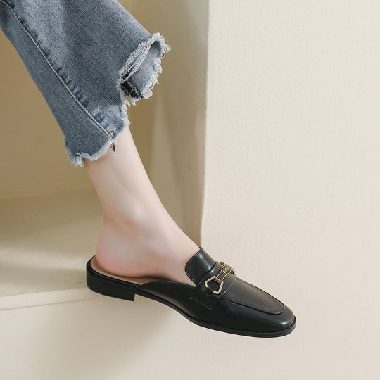 Damen Mokassin-Mules mit elegantem Schnallenakzent und hochwertigem Leder EB