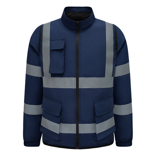 Unisex nan hochsichtbare Warnjacke mit reflektierenden Streifen und multifunktionalen Außentaschen EB