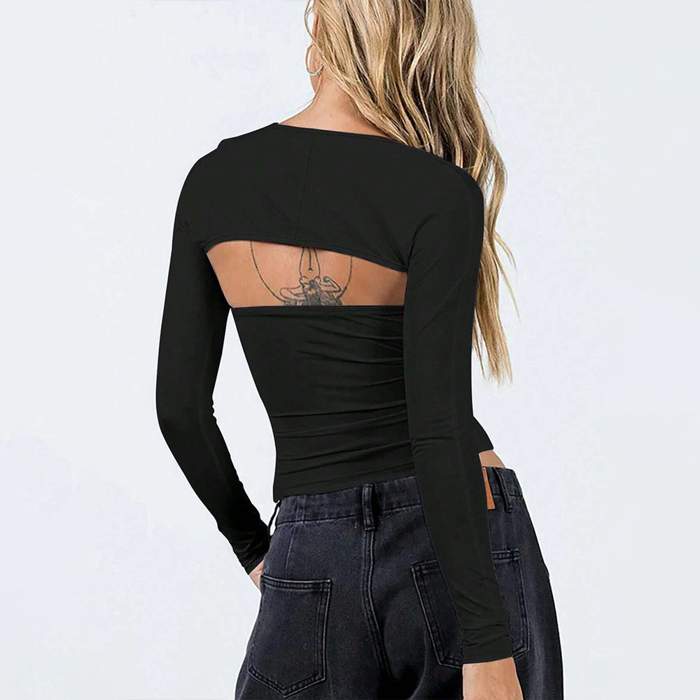 Damen asymmetrisches One-Shoulder Longsleeve-Top mit Bandeau-Optik Eichborn Berlin