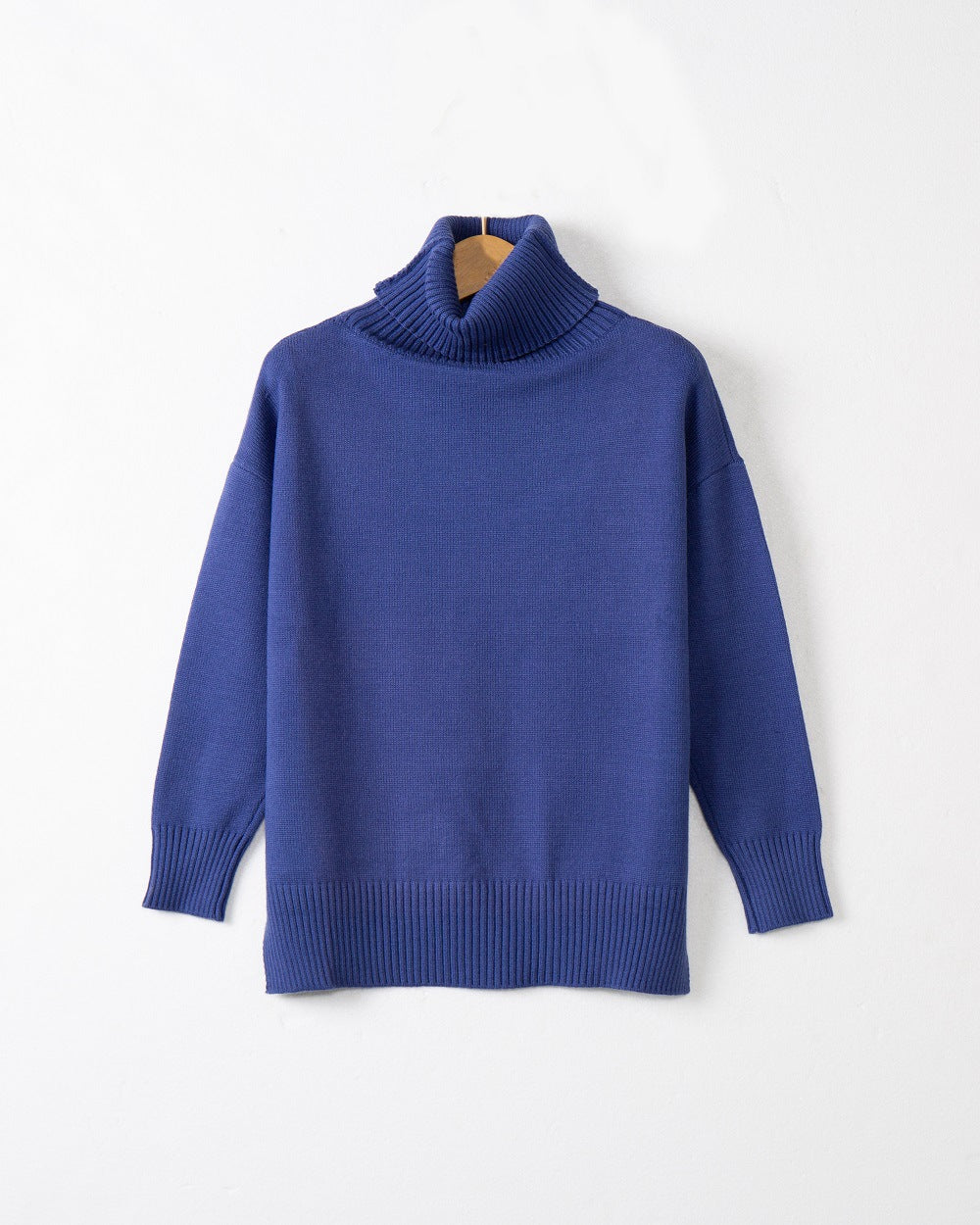 Damen gemütlicher Pullover mit Stehkragen und weitem Schnitt EB