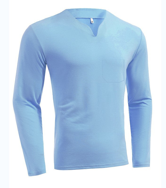 Herren nan Langarmshirt mit V-Ausschnitt Slim Fit Baumwollmix und elastischem Komfortbund EB