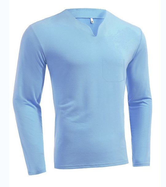 Herren nan Langarmshirt mit V-Ausschnitt Slim Fit Baumwollmix und elastischem Komfortbund EB