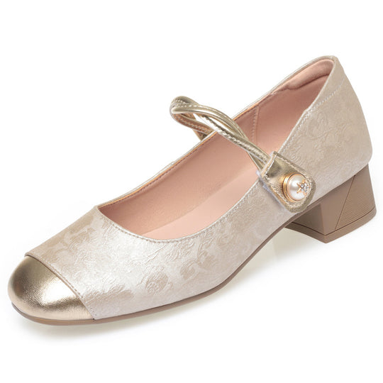 Damen Elegante Mary Jane Ballerinas mit modischem Riemchen und bequemer Sohle EB