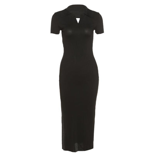 Damen Elegantes Maxikleid mit schmaler Silhouette und modischem Kragen EB