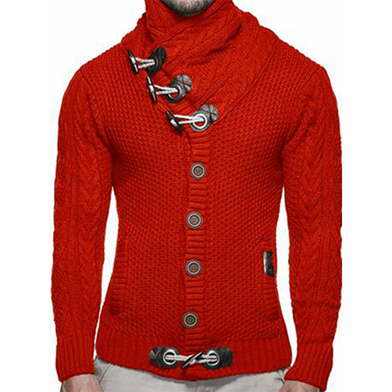 Herren Strickjacke mit asymmetrischem Kragen und einzigartigem Knopfdesign EB
