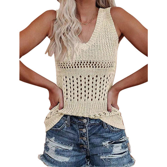 Damen Stricktanktop mit vielseitigem Lochmuster EB
