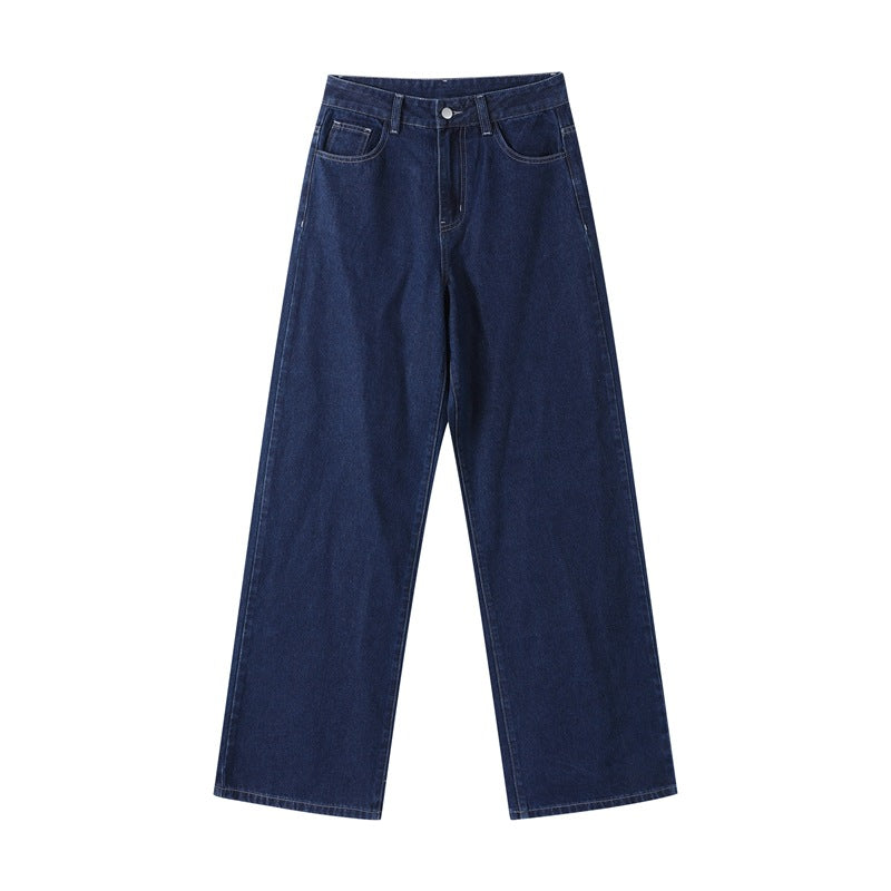 Damen Hoch taillierte Jeans mit weitem Bein und edler Verarbeitung EB