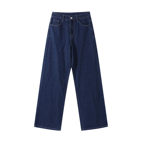 Damen Hoch taillierte Jeans mit weitem Bein und edler Verarbeitung EB