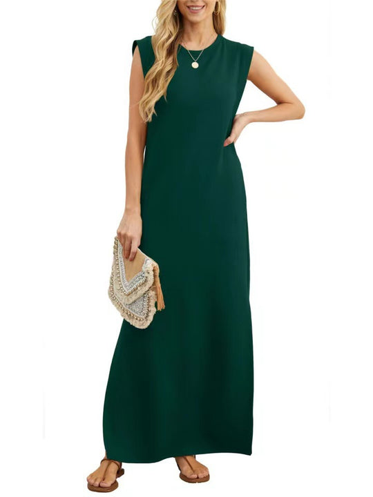 Damen Maxikleid mit modernen Schulterdetails und fließendem Schnitt EB