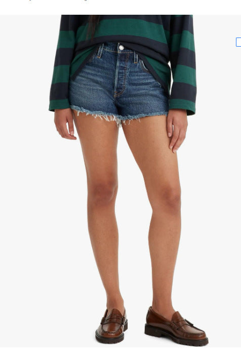 Damen Frayed Denim-Shorts im Vintage-Stil mit moderner Passform EB