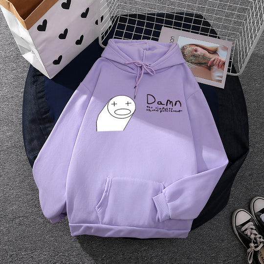Damen nan Kapuzenpullover mit minimalistischer Grafik, lockerer Oversize-Passform und Kängurutasche EB