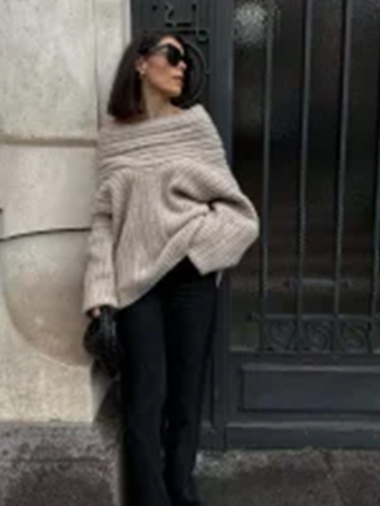 Damen Oversized Strickpullover mit lässigem Schnitt und voluminösen Ärmeln EB