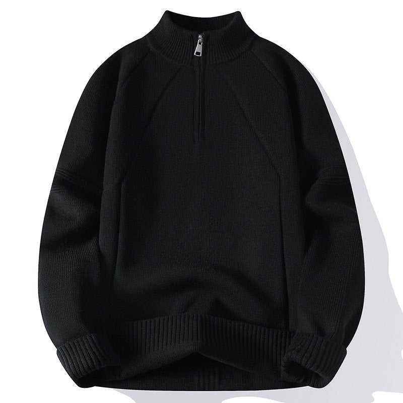 Herren Sportlicher Stehkragenpullover mit Reißverschluss und strukturiertem Design EB