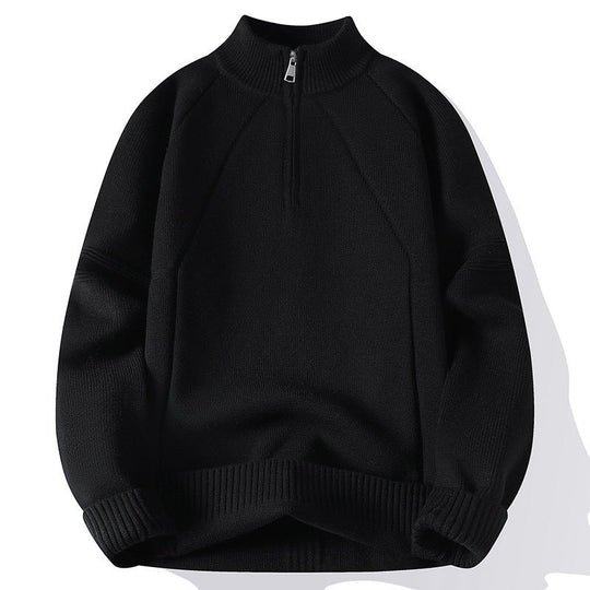 Herren Sportlicher Stehkragenpullover mit Reißverschluss und strukturiertem Design EB