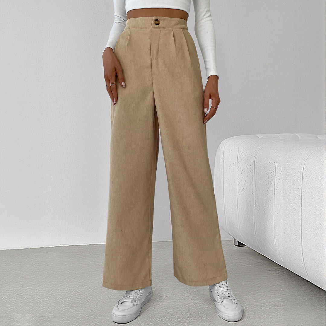 Damen stylische weite Hose mit hoher Taille und elegantem Schnitt EB