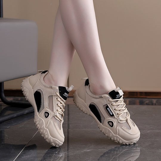 Damen Sportliche Freizeitsneaker mit atmungsaktiver Mesh-Oberfläche und robustem Profil EB