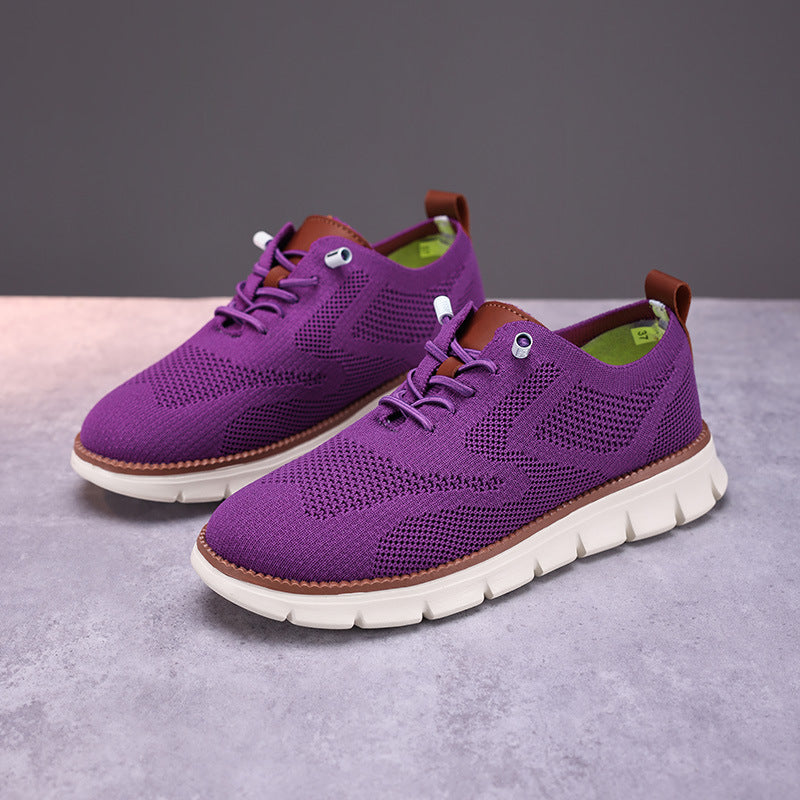 Damen nan gestrickter Derby-Sneaker mit flexibler Rillenlaufsohle und gepolstertem Komfortfußbett EB