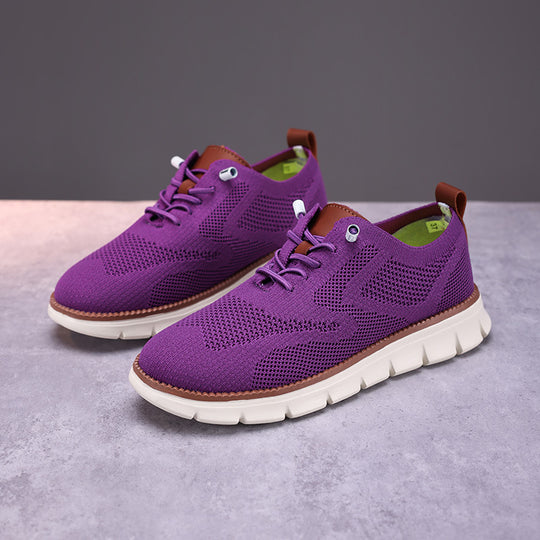 Damen nan gestrickter Derby-Sneaker mit flexibler Rillenlaufsohle und gepolstertem Komfortfußbett EB