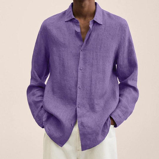 Herren nan leichtes Leinenhemd mit klassischem Kragen und lässigem Relaxed Fit EB