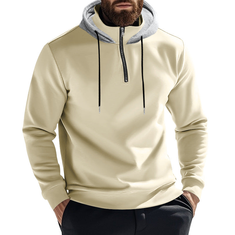 Herren nan Halbzip-Kapuzenpullover mit kontrastkapuze, Kordelzug und schmaler Silhouette EB