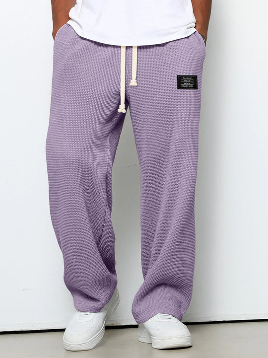 Herren nan lässige Waffelstruktur Lounge-Hose mit Kordelzug, elastischem Bund und weiter Passform EB