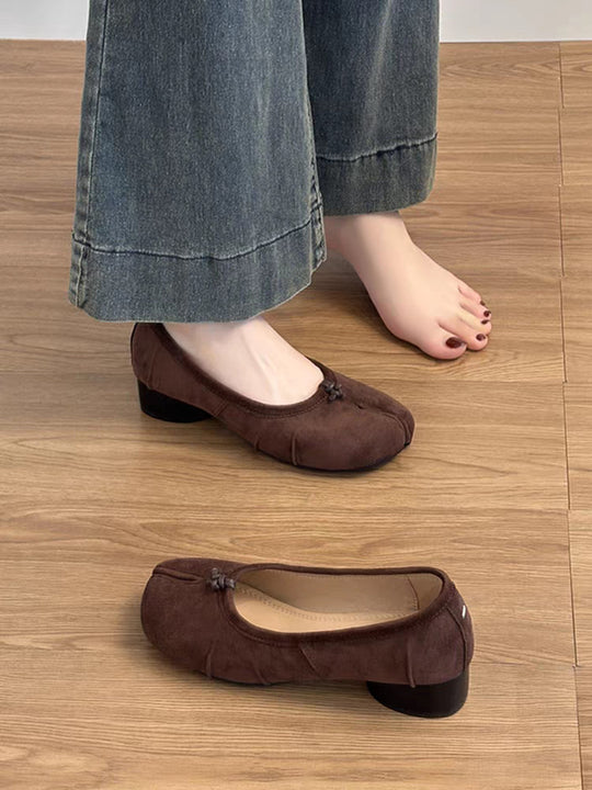 Damen elegante Ballerinas mit komfortablem Blockabsatz und modischem Falten-Design EB