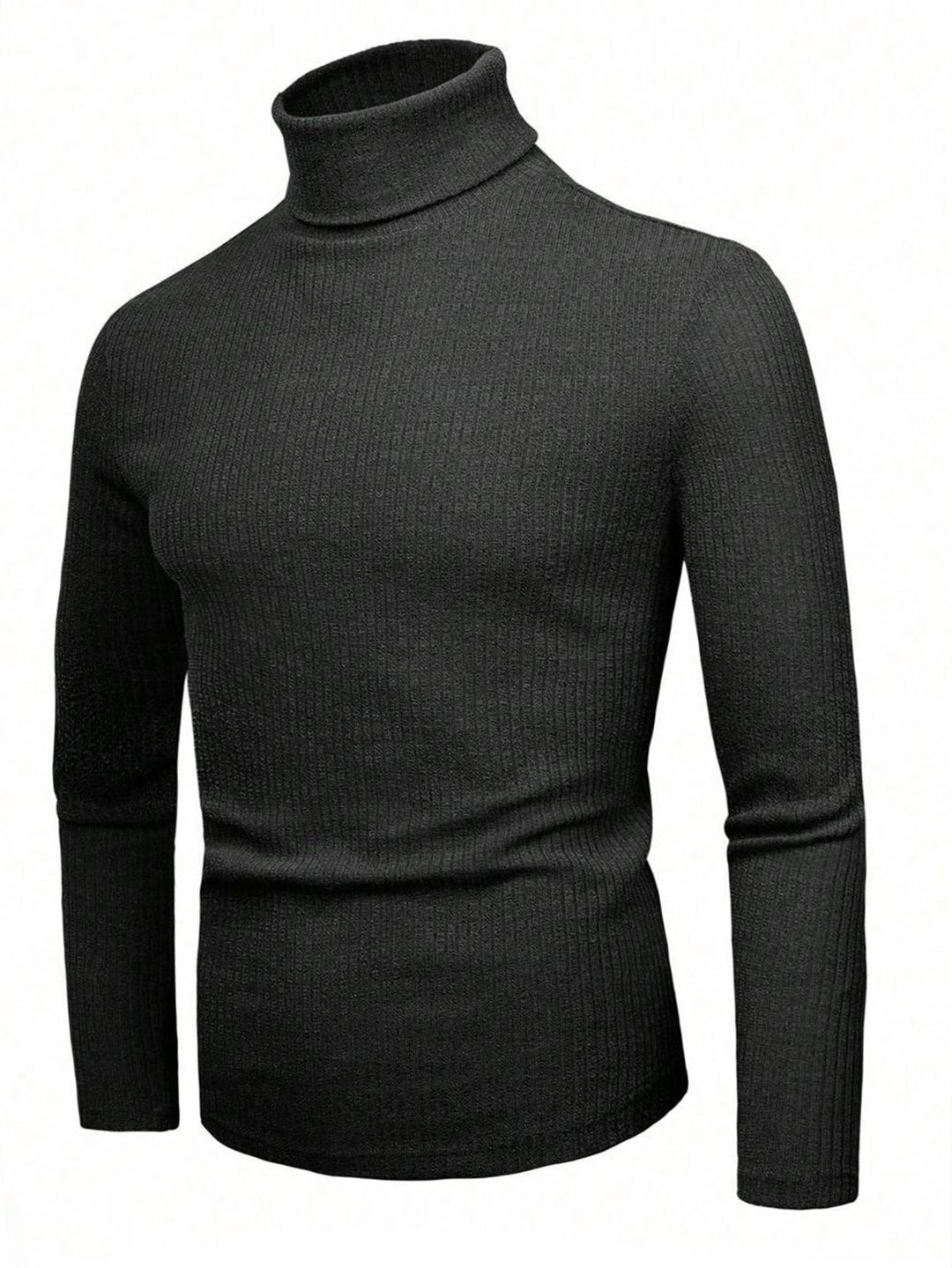 Damen eleganter Strickpullover mit hohem Kragen und feiner Rippenstruktur EB