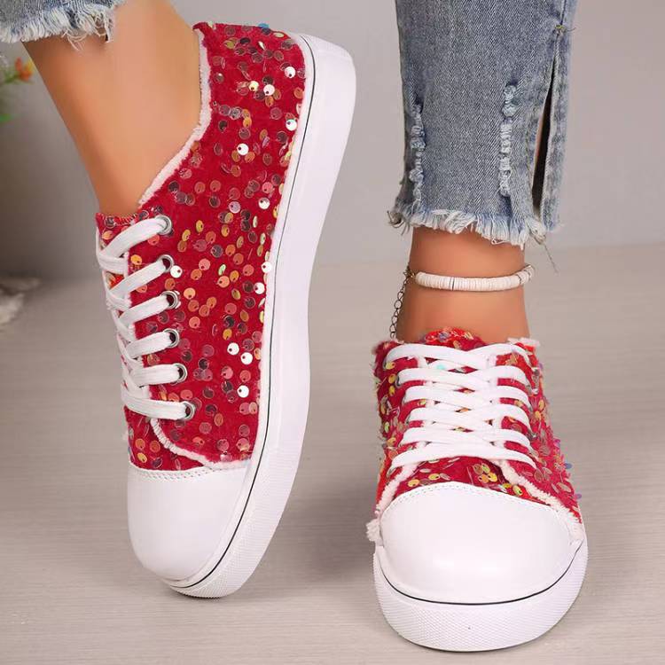 Damen Glamouröse Sneakers mit funkelnden Pailletten EB