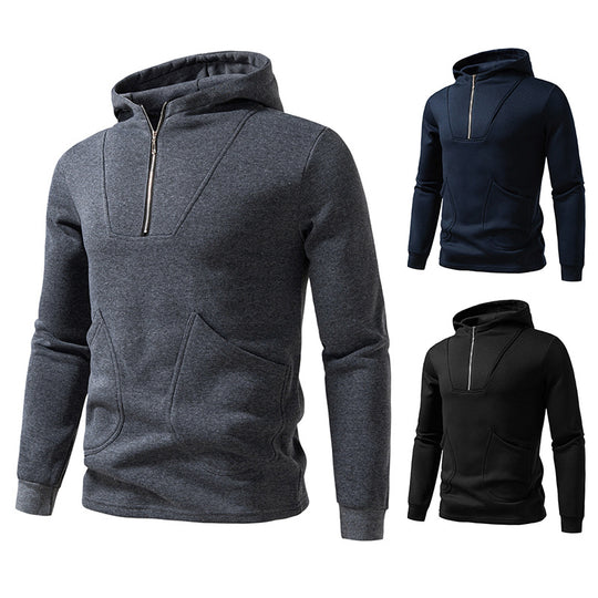 Herren Kapuzenpullover mit modernem Zipper und praktischen Taschen EB