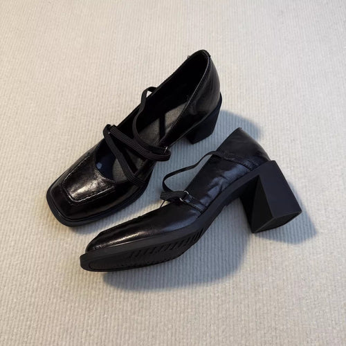 Damen Elegante Mules mit modischem Schnürdesign und komfortablem Blockabsatz EB