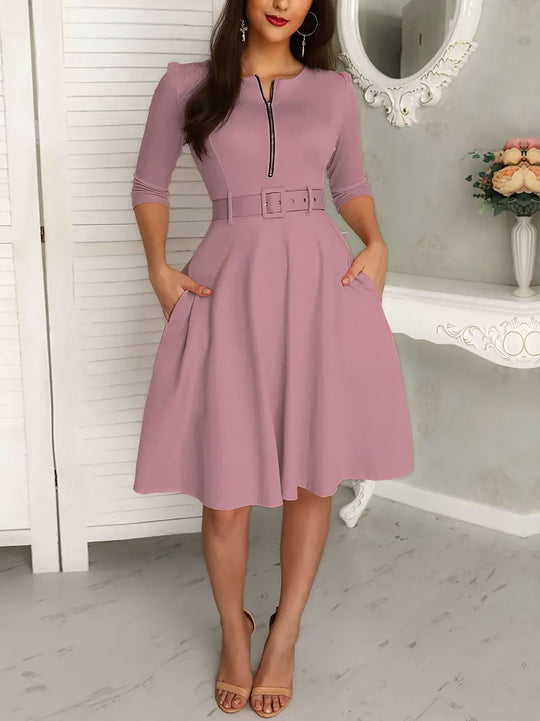 EB | Kleid mit Gürtel und Reißverschluss