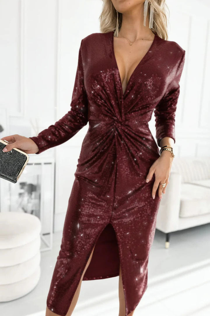Damen Glamouröses Cocktailkleid mit aufregendem Schlitzdesign EB
