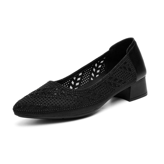 Damen Elegante und luftige Ballerinas mit ausgefallenem Lochmuster EB