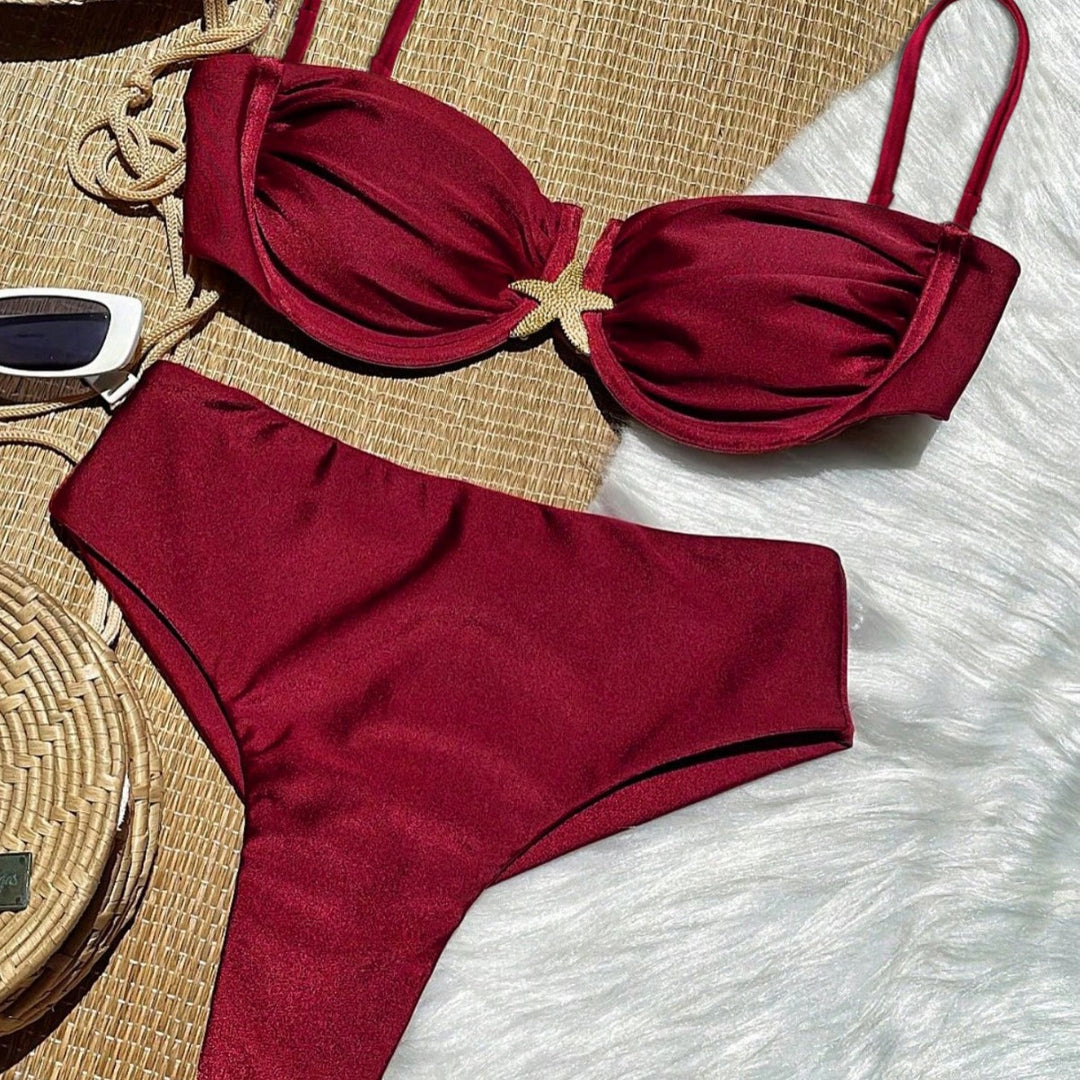 Damen Bikini-Set mit elegantem Push-Up-Oberteil und hohem Taillenunterteil EB
