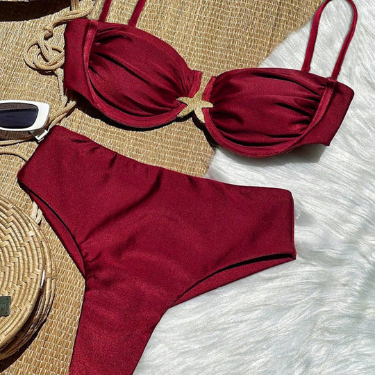 Damen Bikini-Set mit elegantem Push-Up-Oberteil und hohem Taillenunterteil EB