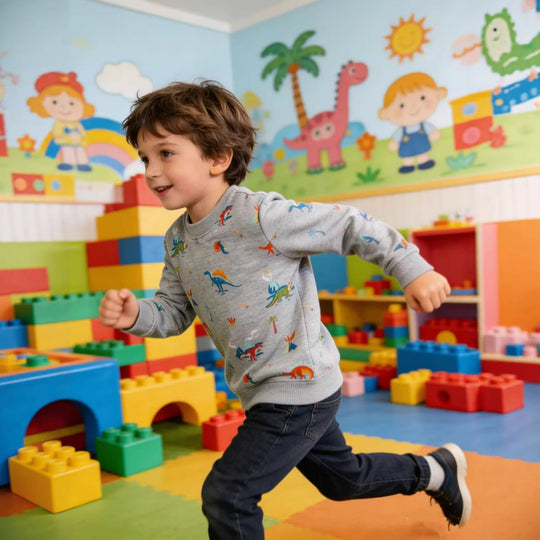 Kinder Sweatshirt mit buntem Dinosaurier-Motiv EB