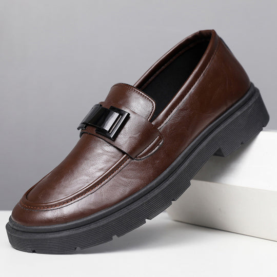 Herren Elegante Leder Slipper mit modischer Schnalle EB