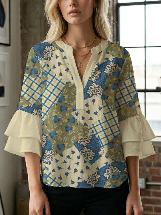 Damen Bluse mit wunderschönen floralem Design EB