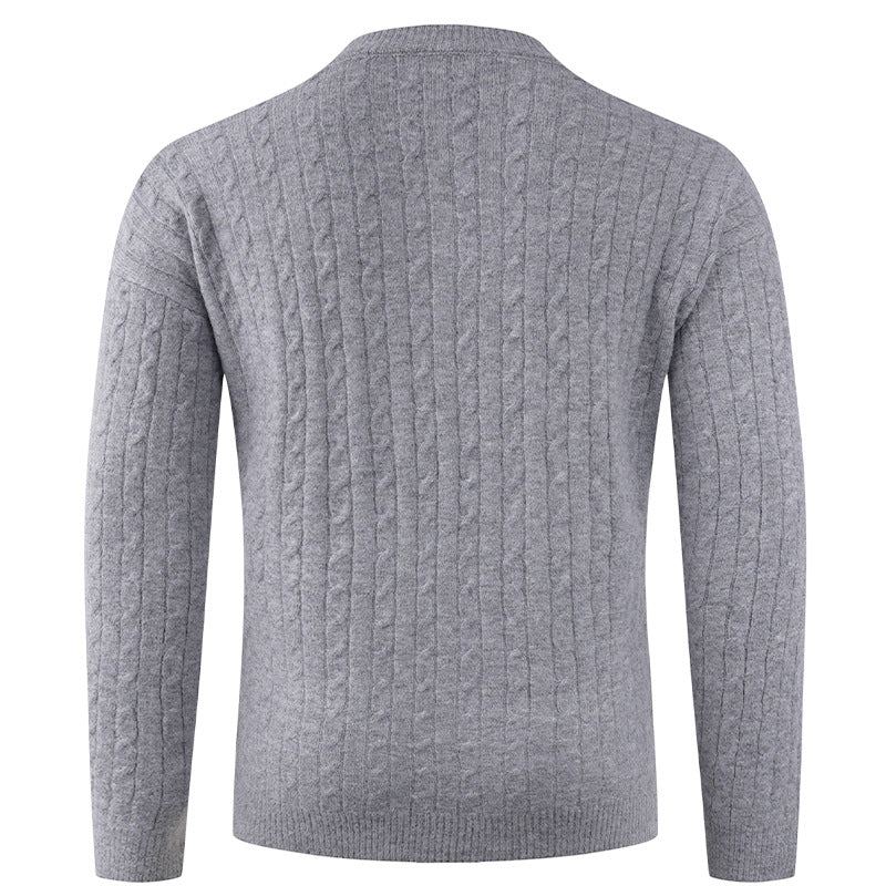 Herren Grobstrickpullover mit modernem Schalkragen und Knopfdetails EB