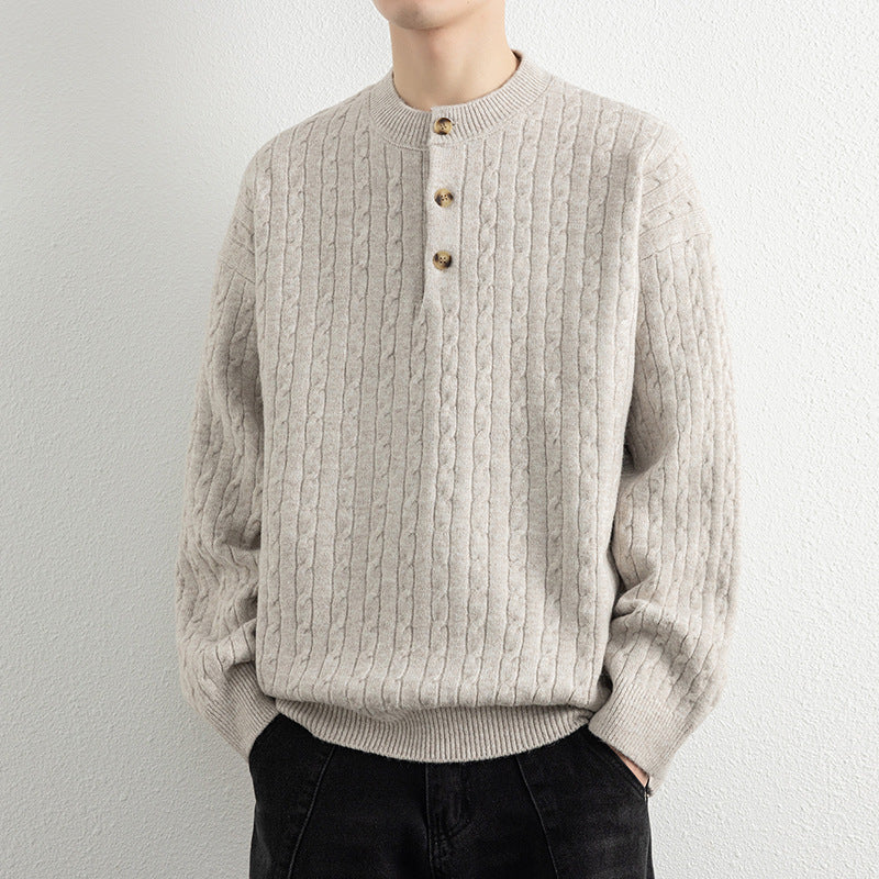 Herren Strickpullover mit Knopfdetails und strukturierter Oberfläche EB
