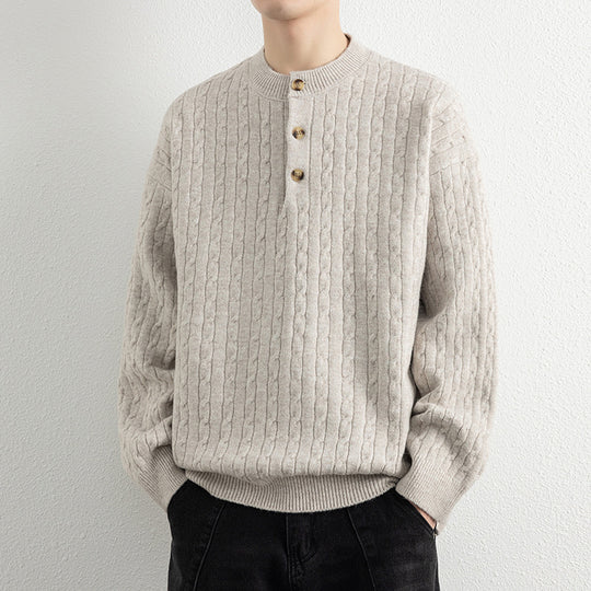 Herren Strickpullover mit Knopfdetails und strukturierter Oberfläche EB