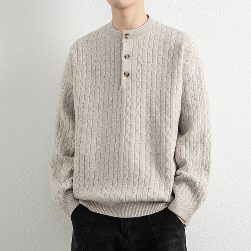 Herren Strickpullover mit Knopfdetails und strukturierter Oberfläche EB