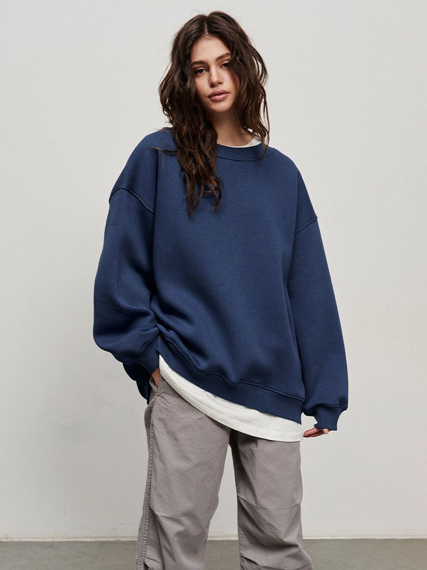 Damen Oversized Sweatshirt im lässigen Stil mit übergroßen Ärmeln und elastischen Bündchen EB