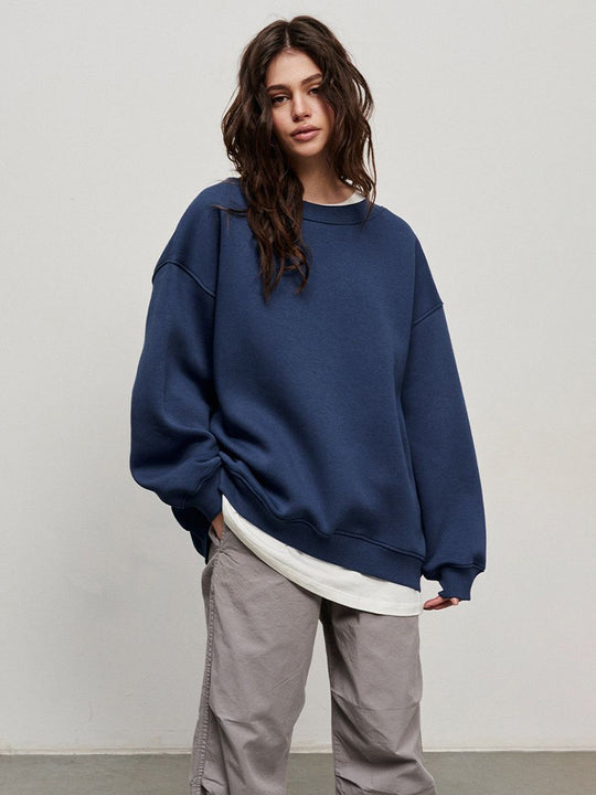 Damen Oversized Sweatshirt im lässigen Stil mit übergroßen Ärmeln und elastischen Bündchen EB